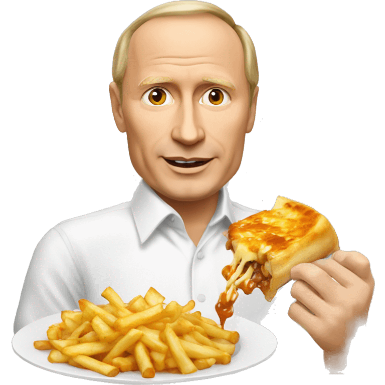 Vladimir Poutine qui mange une poutine emoji