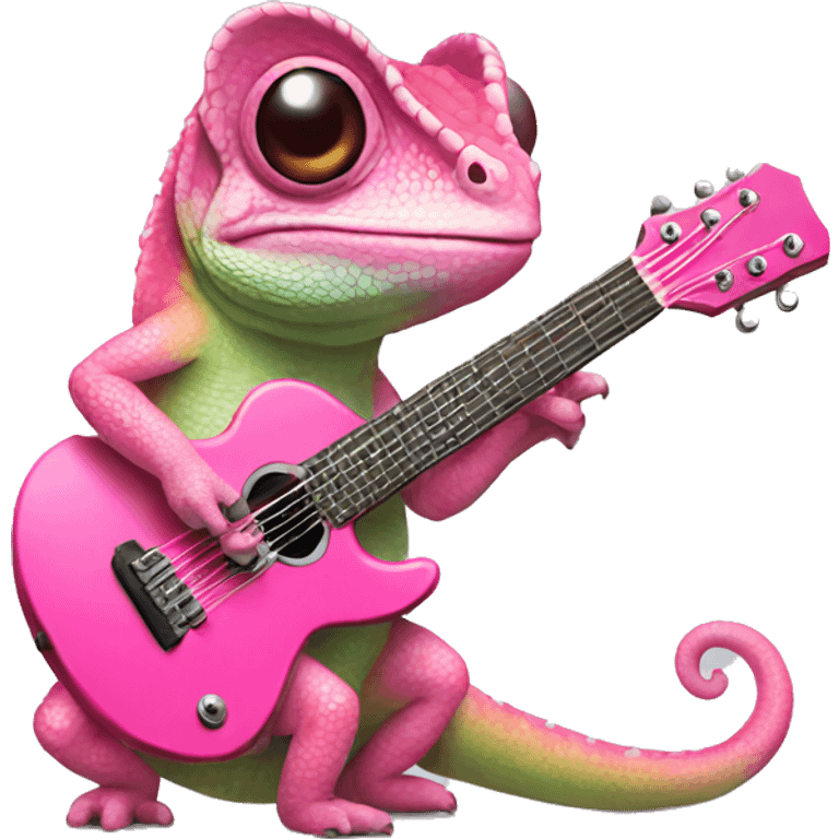 chameleon playing pink guitar  emoji