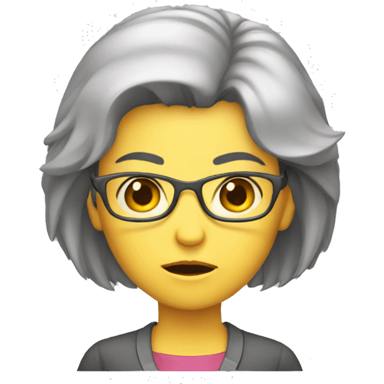 angry teacher female gray only face emoji