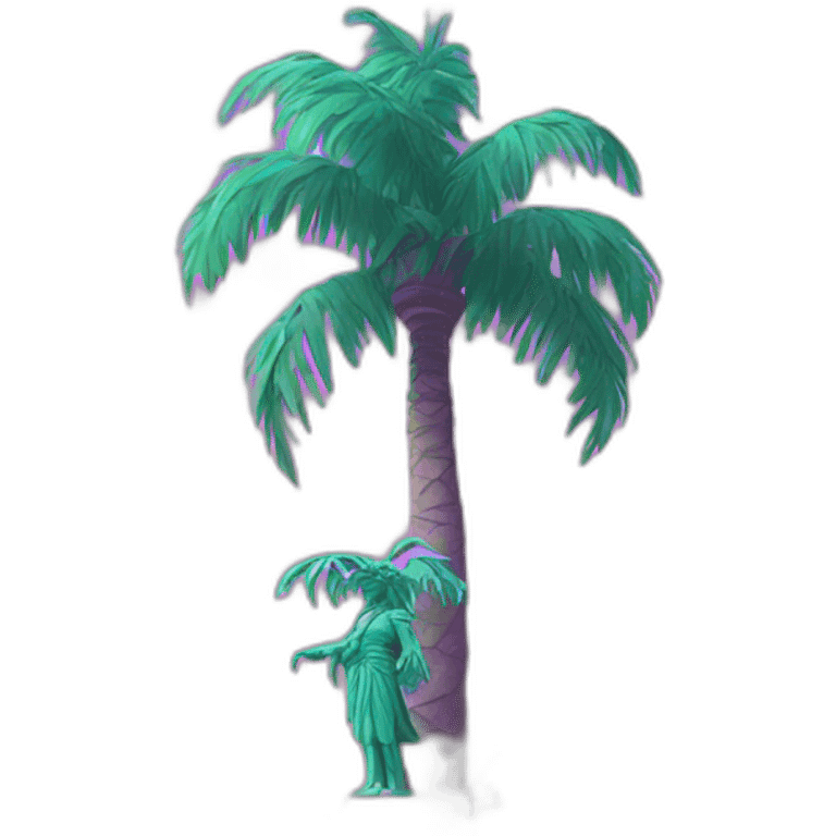 vaporwave palm tree and statue emoji