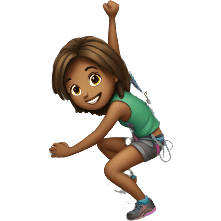 girl climbing rock emoji