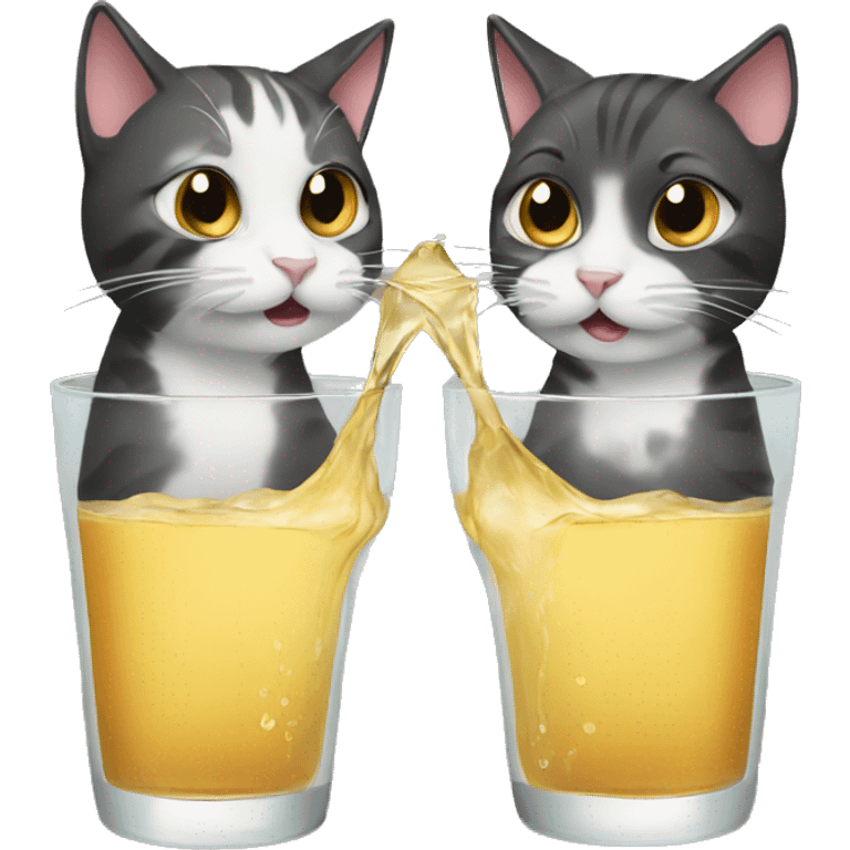 two cats drinking emoji