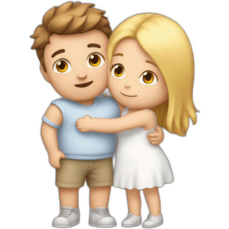 Hugging my girlfriend, boy and girl are chubby and white  emoji