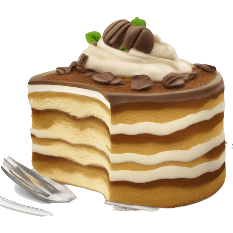 Tiramisu cake on a beautiful plate emoji