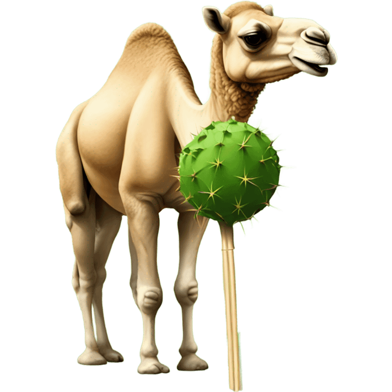 Camel eating cactus ball on stick emoji