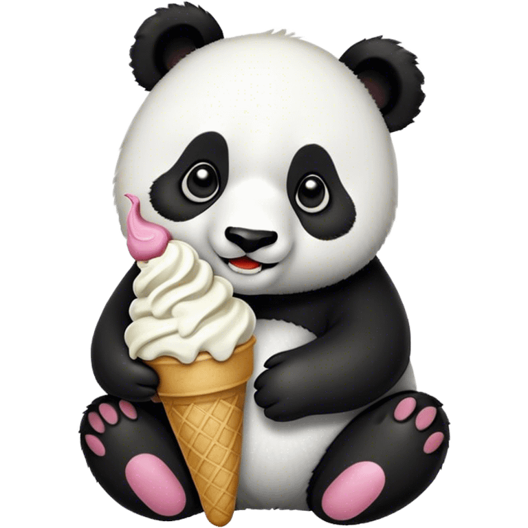 Panda eating ice cream emoji