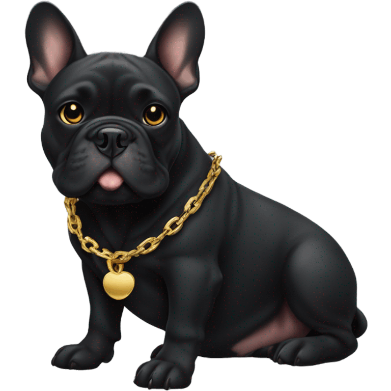 Black French bull dog with a gold chain emoji