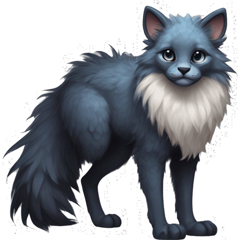  Cute Edgy Realistic Rare Fantasy Fluffy Slim Vernid-Trico-Melprin-species by LiLaiRa, by Falvie, full body emoji