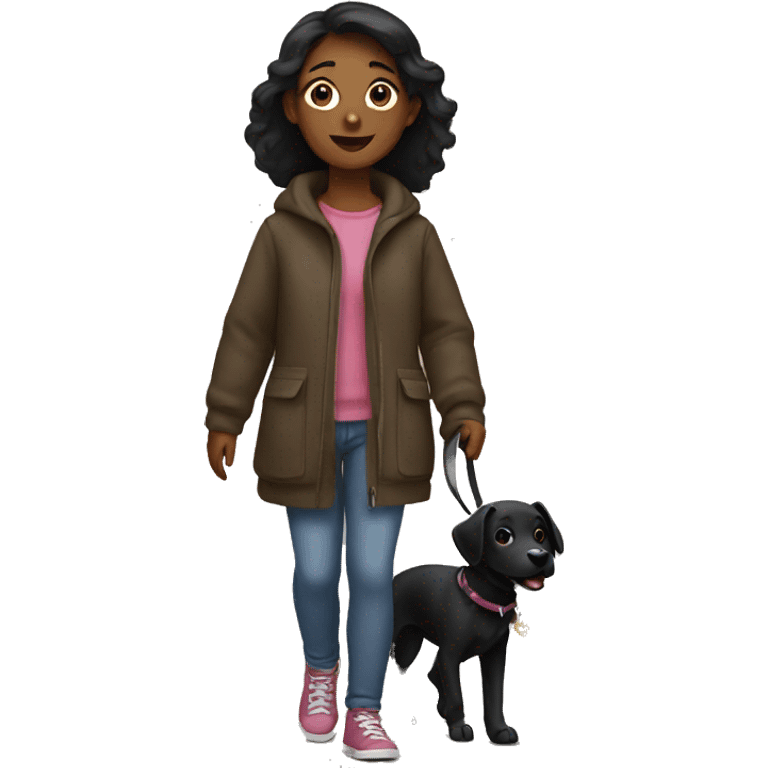 Girl with a black dog walk emoji