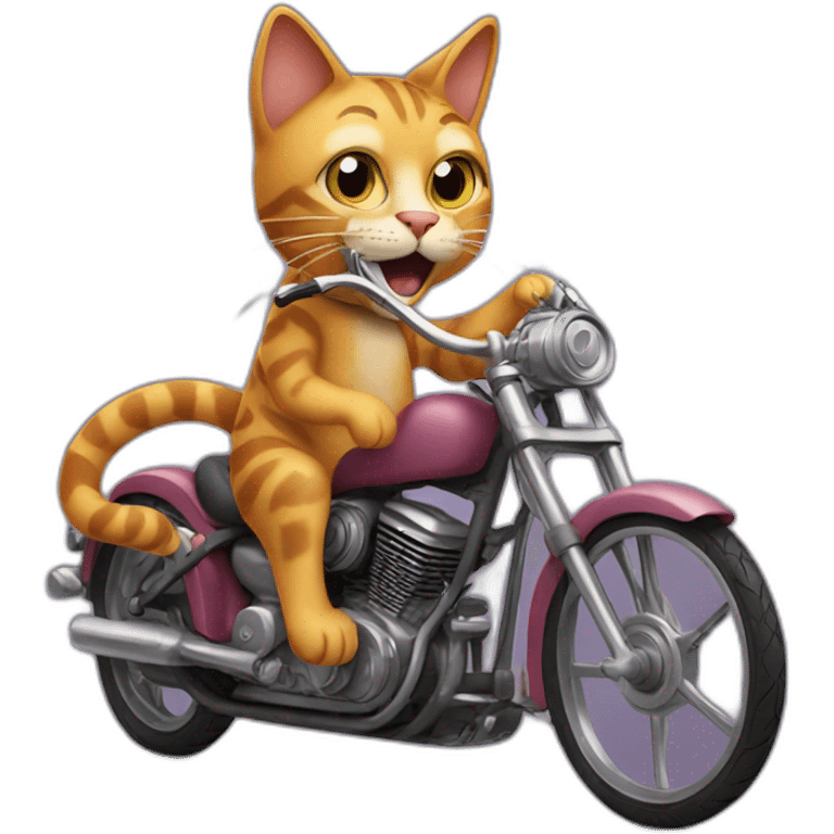 Cat on fired bike with hookah emoji