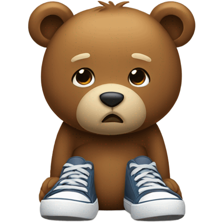 Sad bear wearing shoes emoji