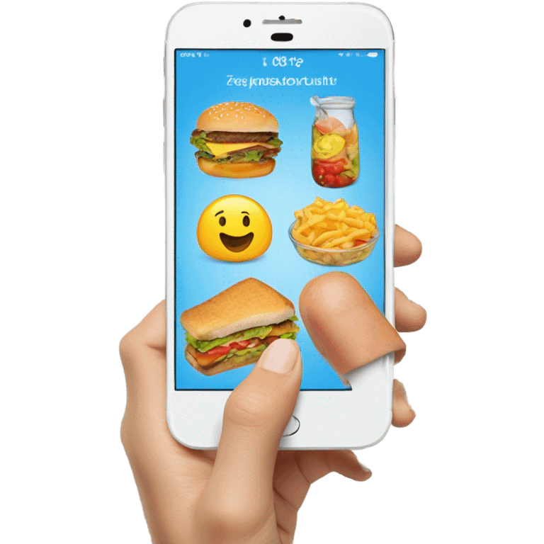 smartphone screen showing the number of calories. emoji