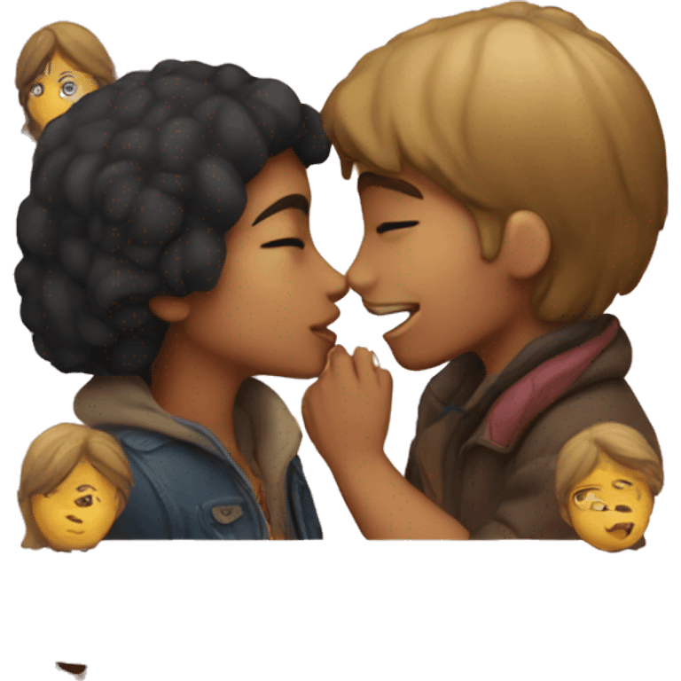 Cute boy kissing girl emoji