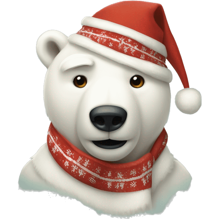 Polar bear with Christmas scarf emoji