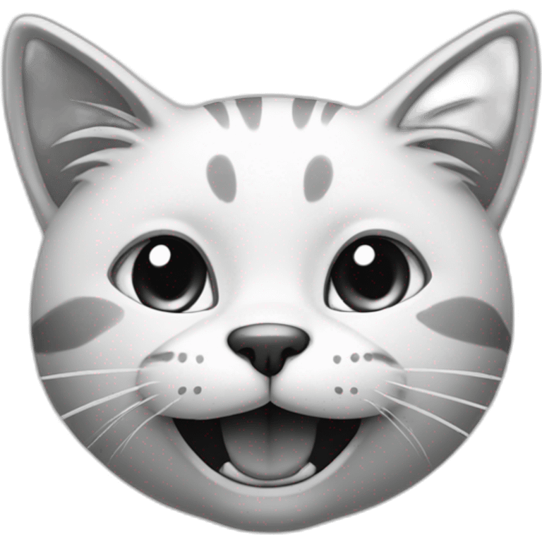 Cat black and white smile emoji