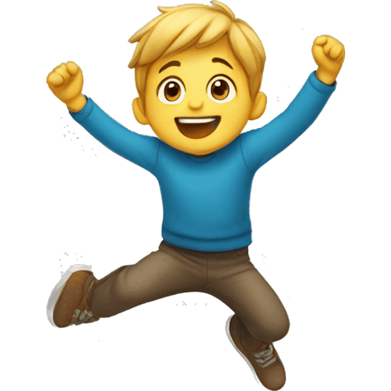 child is jumping with his arms up emoji