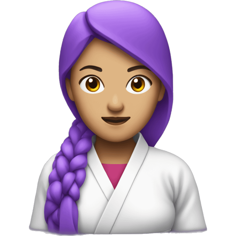 a bright purple Asian woman jiu-jitsu emoji