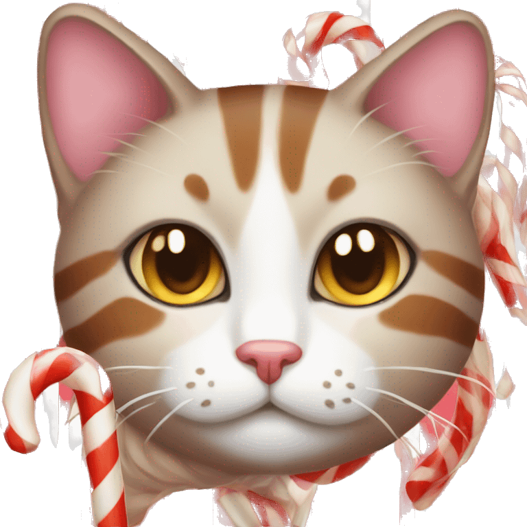 Candy cane cat emoji