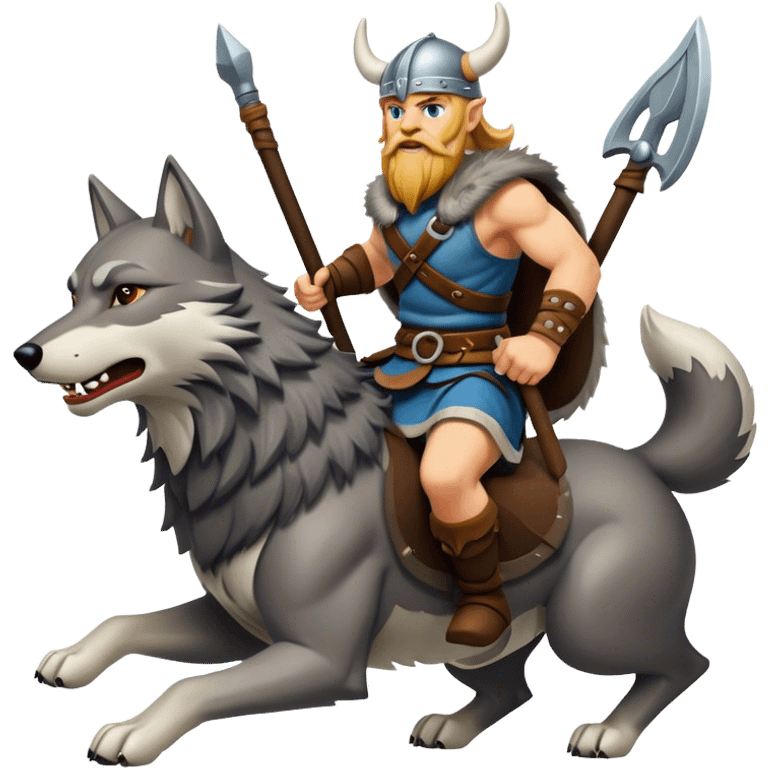 Viking Warrior Riding A Wolf  emoji