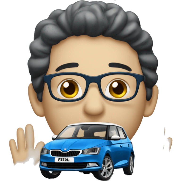 blue škoda fabia with white roof emoji