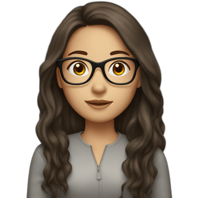 brunette girl with glasses and long hair emoji