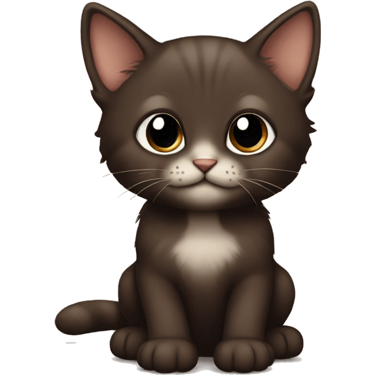 dark brown kitten cute emoji