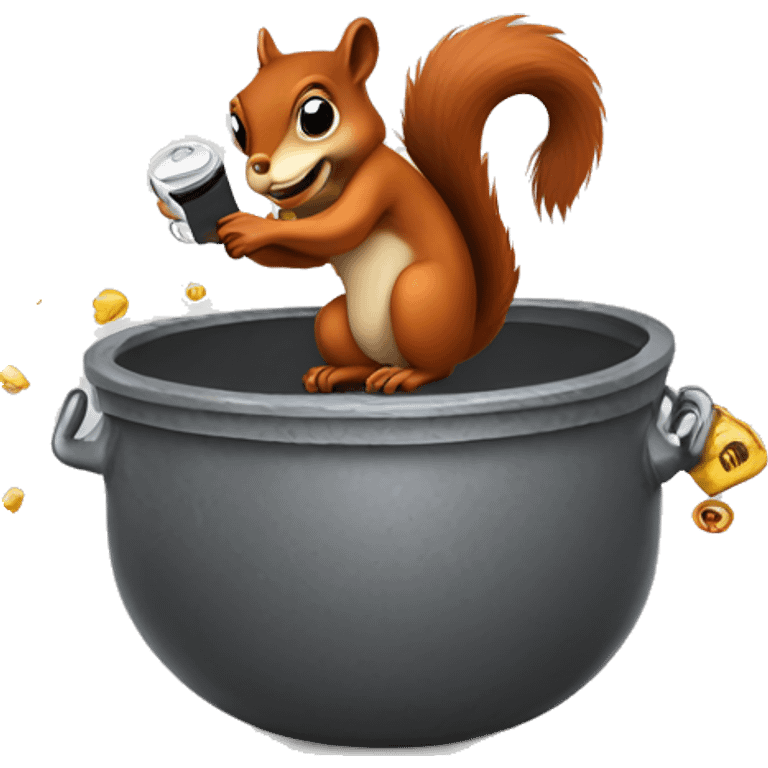 A mad squirrel dropping a phone in a vat of acid ￼ emoji