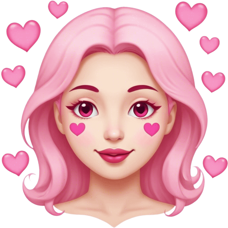 Sexy moon face winking floating pink hearts emoji