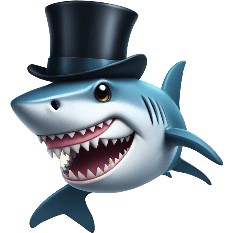 Shark with a top hat emoji