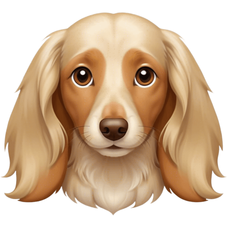 Long haired cream dachshund with a brown nose emoji