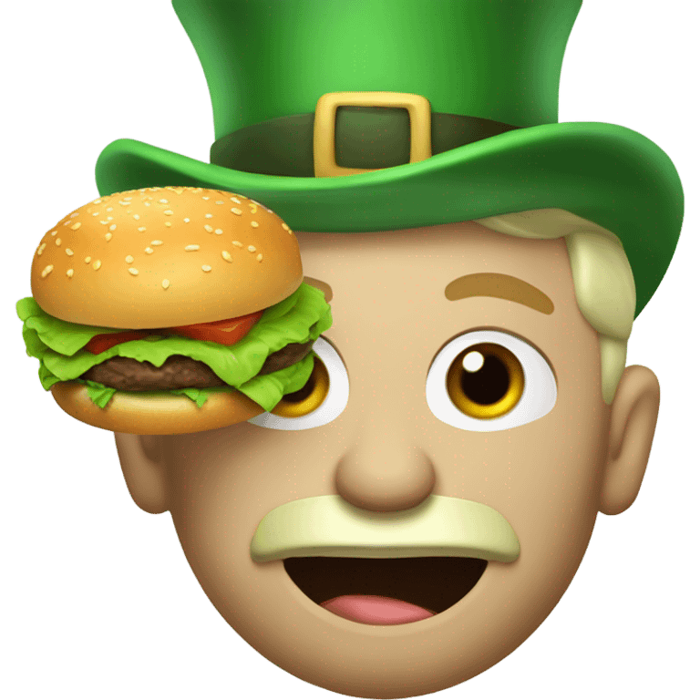 A leprechaun eating a hamburger  emoji