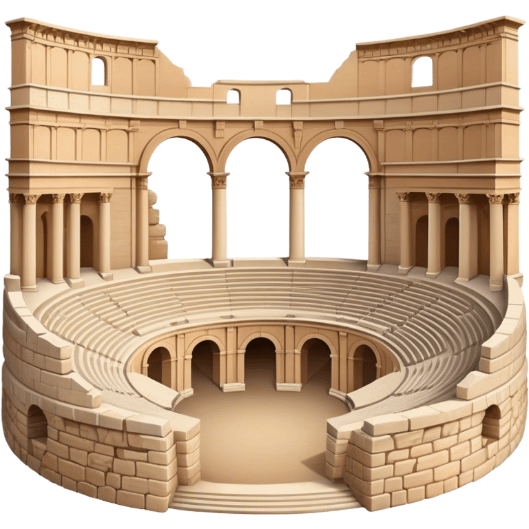 Realistic Pula Arena Landmark Emoji, featuring the grand Roman amphitheater with its large stone arches and well-preserved outer walls. emoji