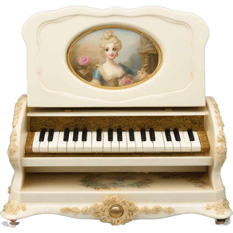 Vintage rococo ivory music box emoji