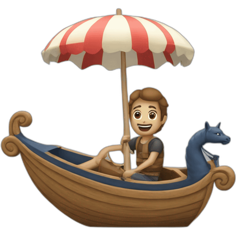 Chat sur un bateaux sur un hippotam emoji