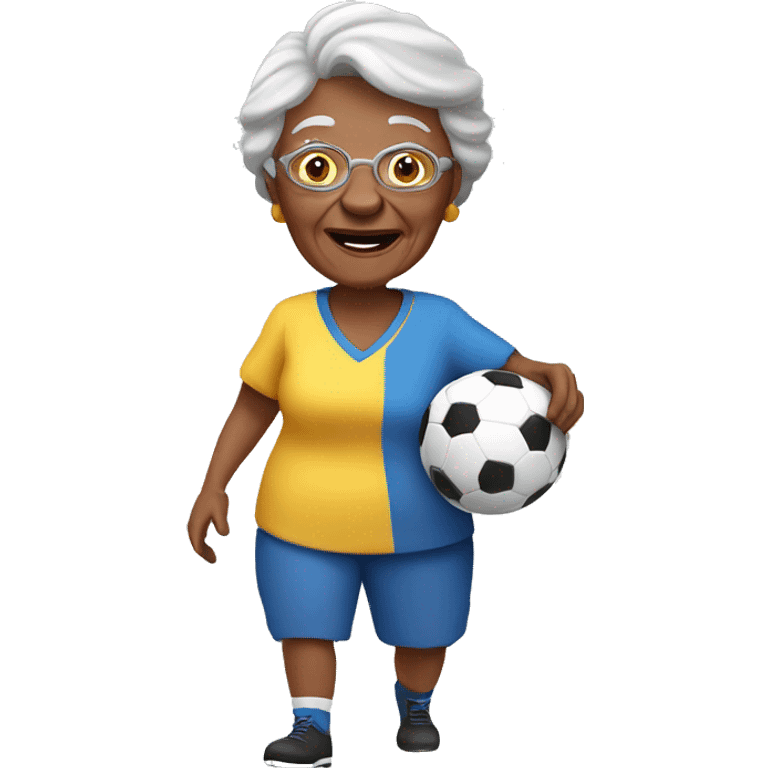 Granny playing football emoji