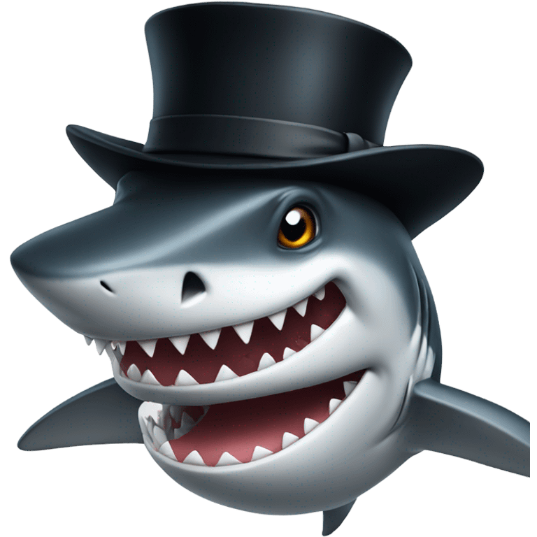 Shark with a top hat emoji