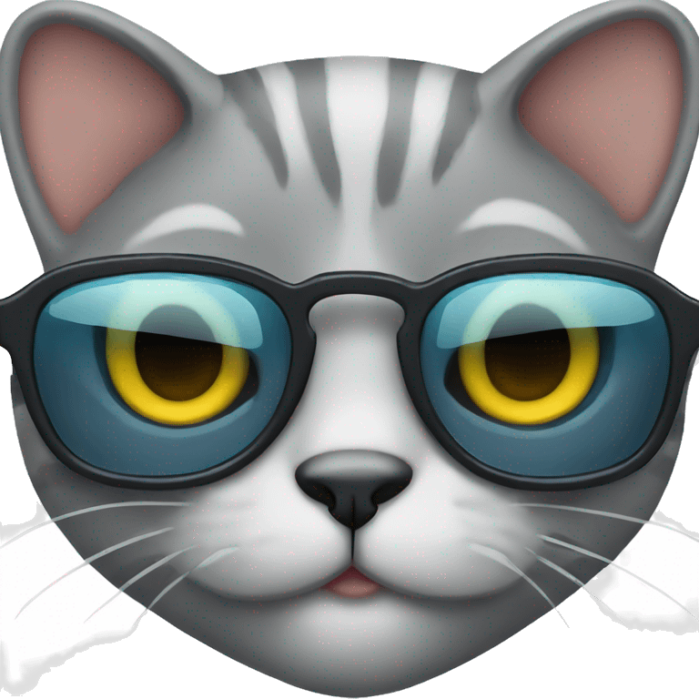 Cute grey cat wearing sunglases emoji