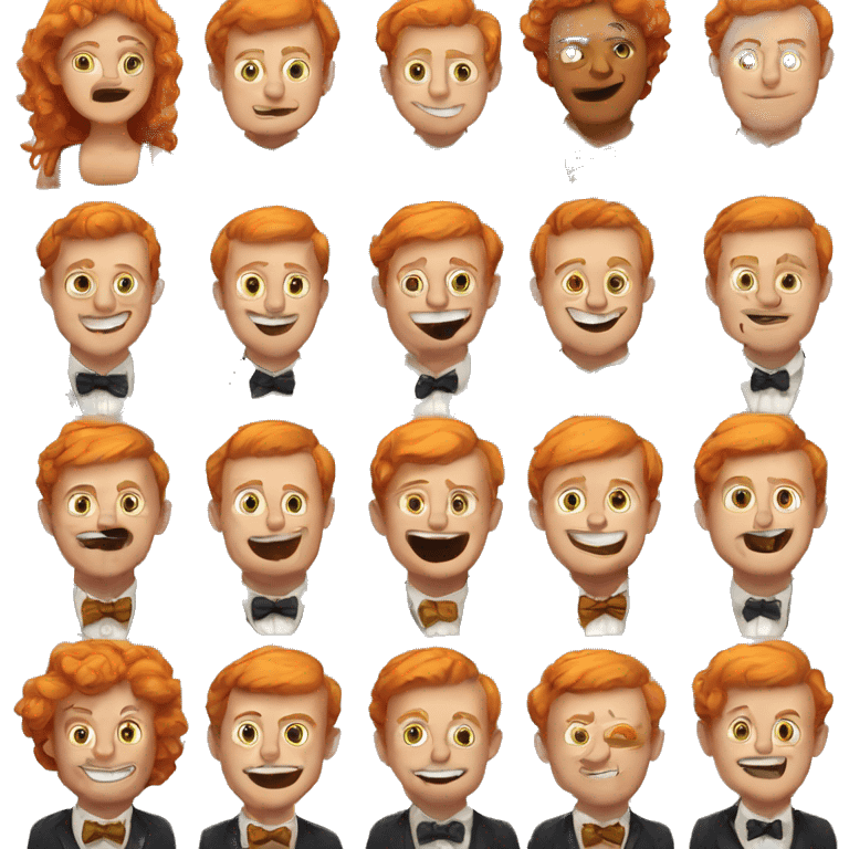 british white guy with orange hair, buck teeth, bowtie, and red vest emoji