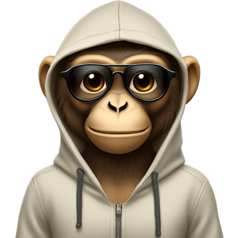 Monkey wearing hoodie and sunglasses  emoji