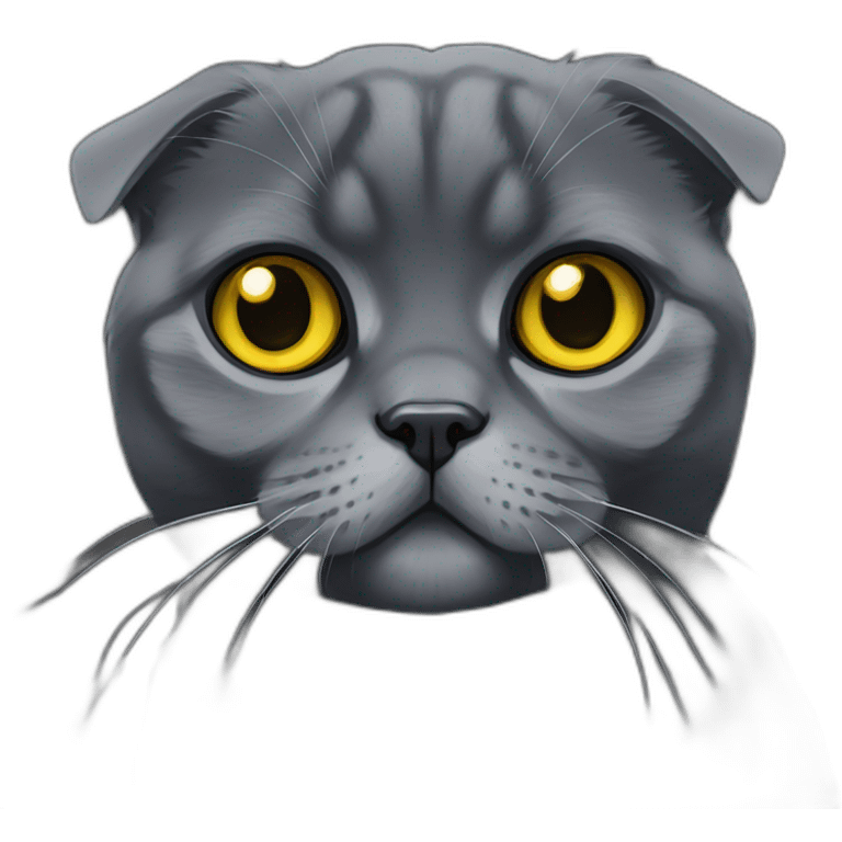 Black Scottish fold with yellow eyes emoji