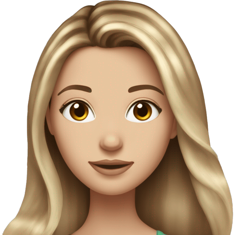 White girl with long brown hair with blonde highlights balayage emoji