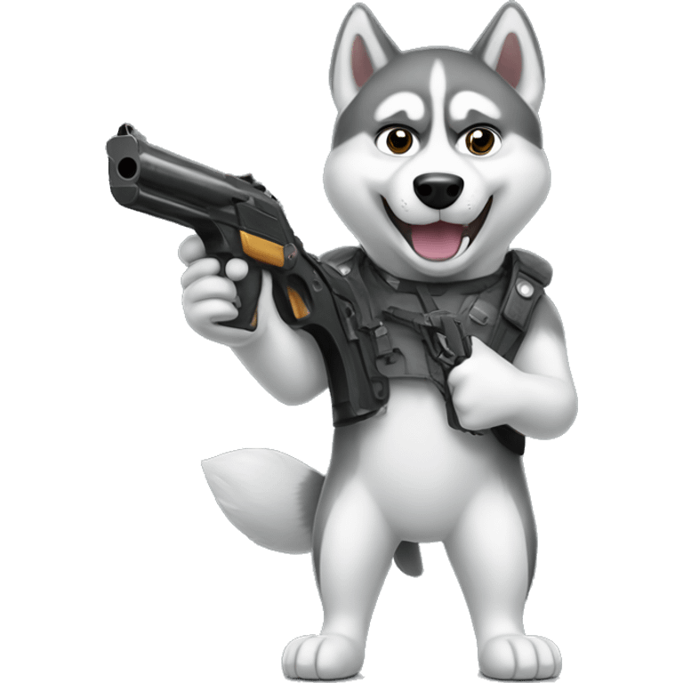 Husky holding gun emoji