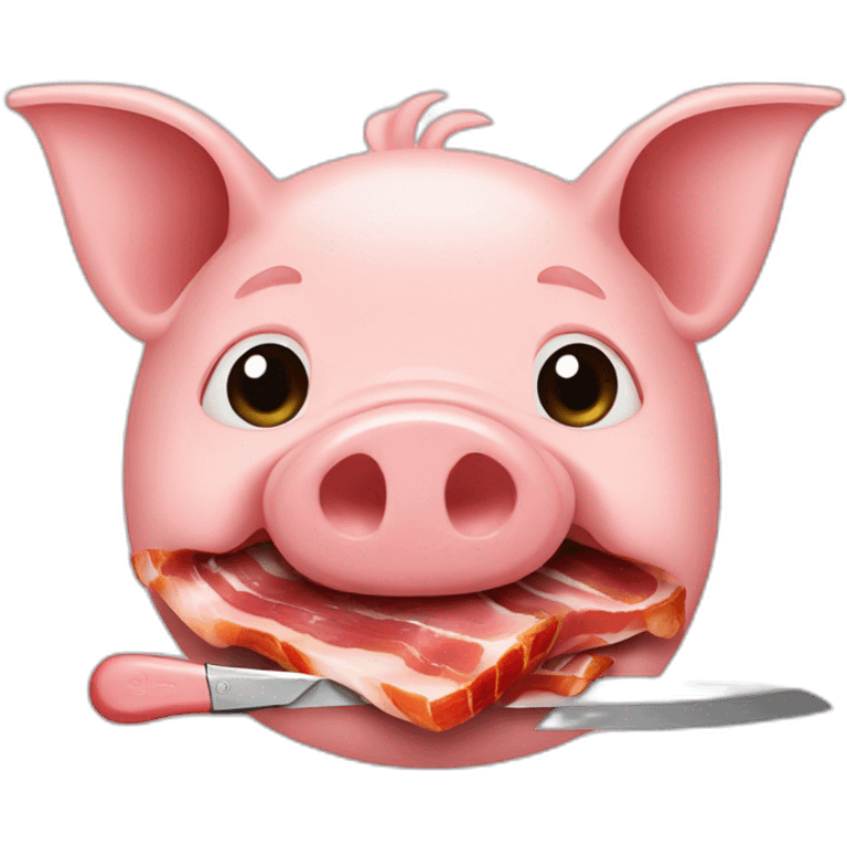 pig cuted by knife and inside it is bacon emoji