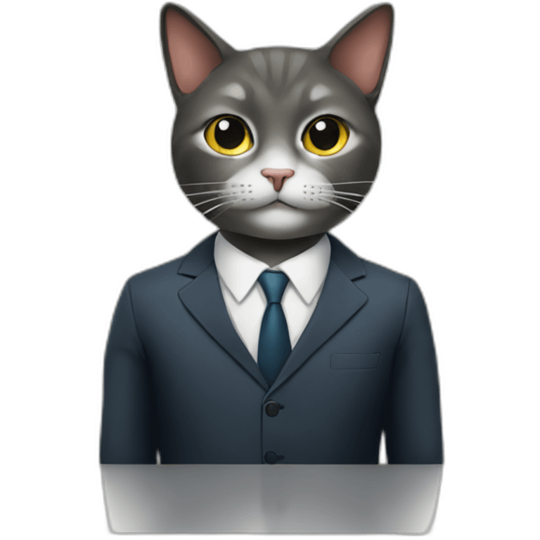 A cat in a business suit in a subway emoji