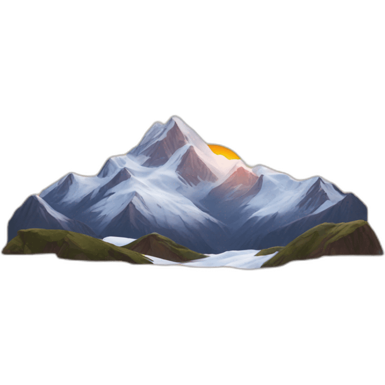 Montains with snow and sunset  emoji