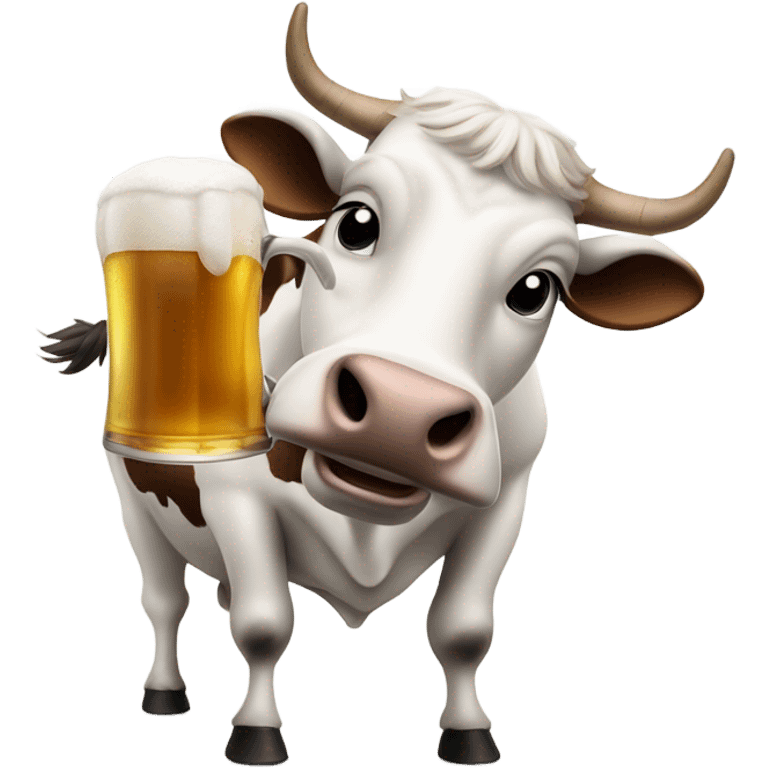 Cow utters shooting out beer emoji