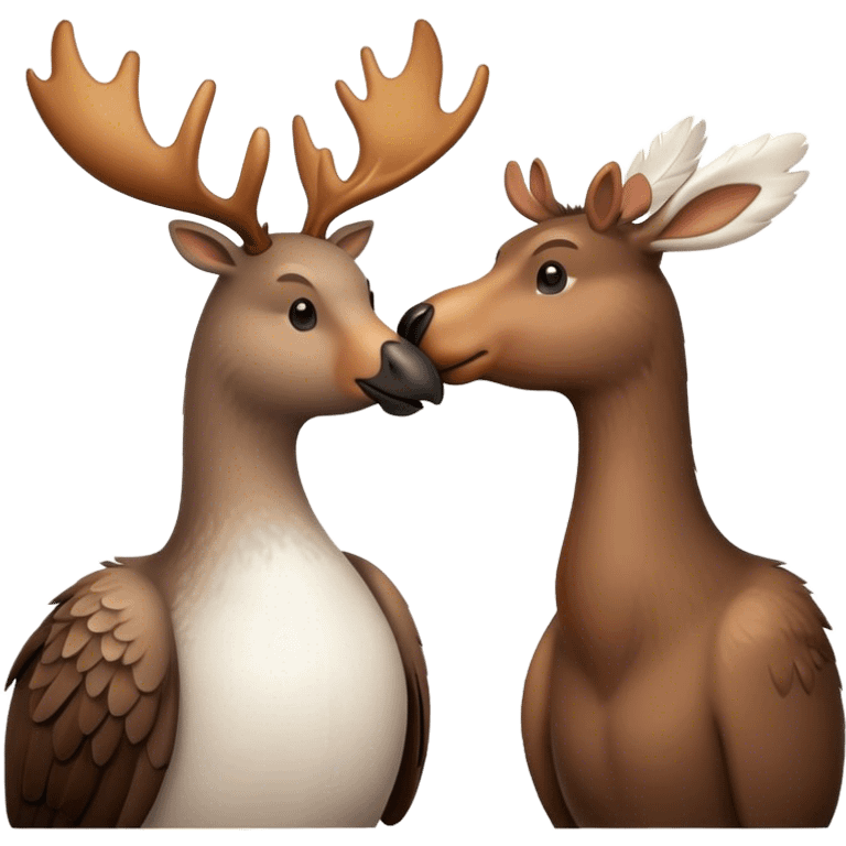 a goose kissing a moose emoji