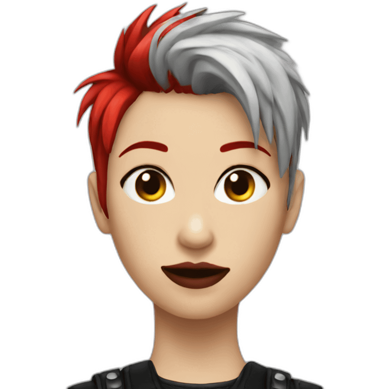 Female punk,red and black short hair emoji