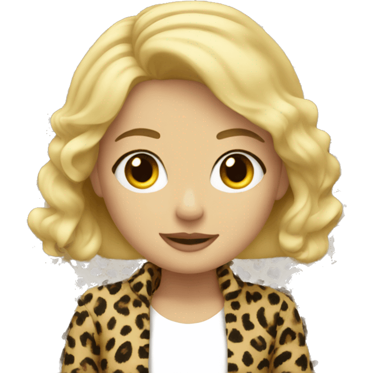 blonde girl in leopard print emoji