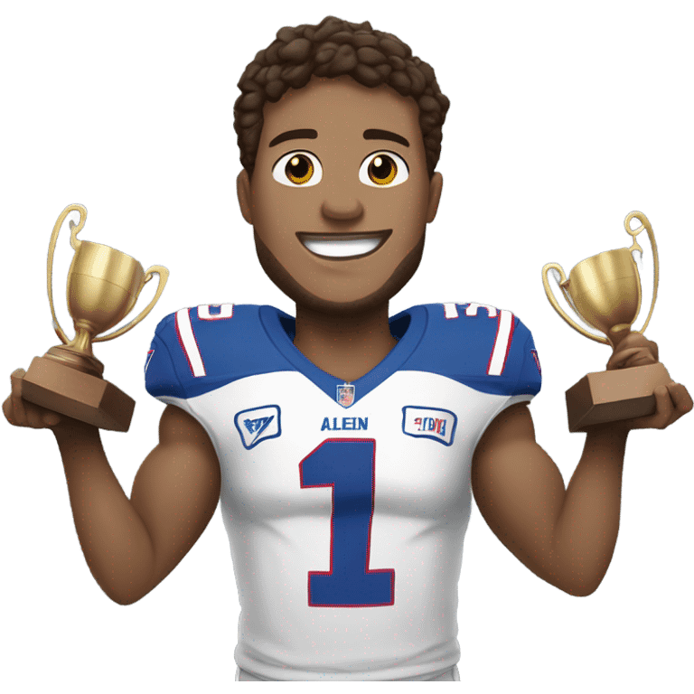 Josh Allen holding a trophy  emoji